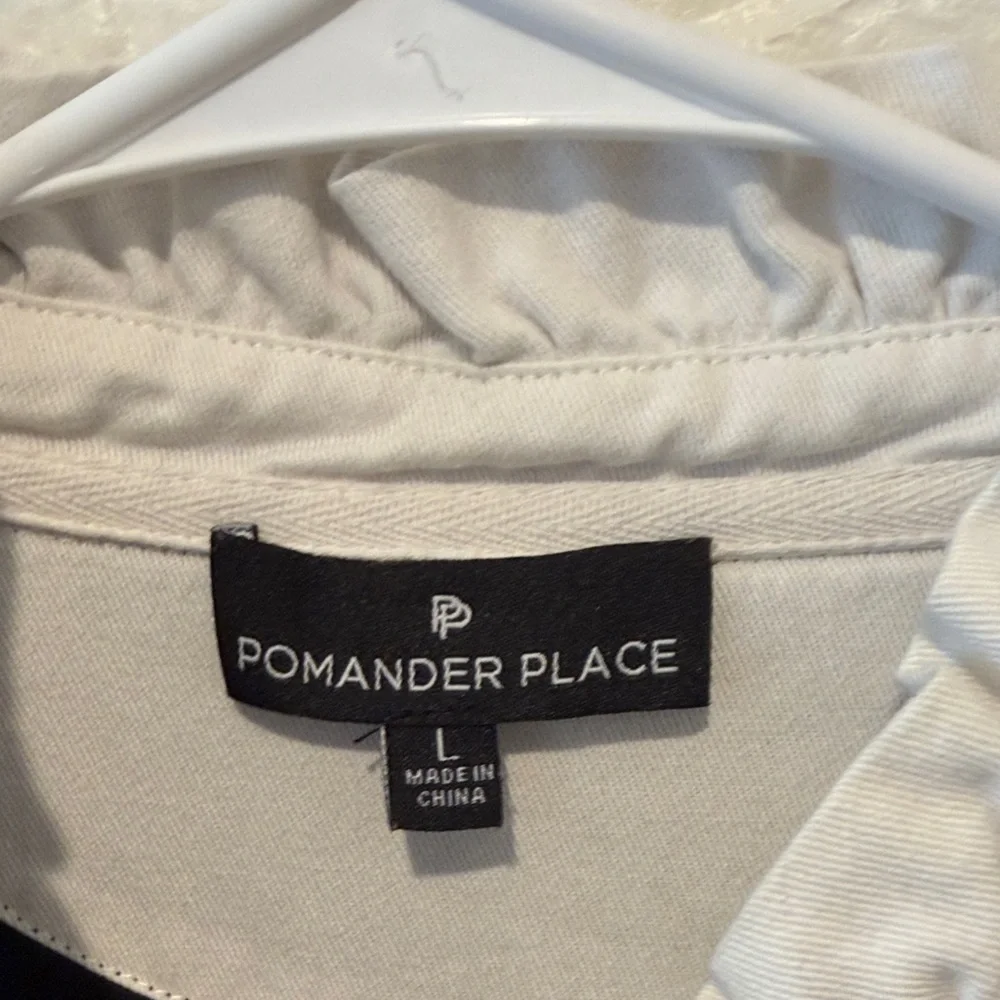 Pomander Place Navy Blue Top with White Accents - Picture 2 of 5